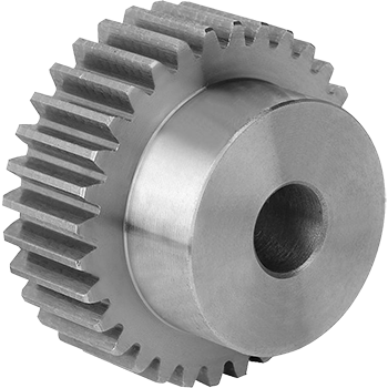 metrical pitch 5mm Spur gear made of stainless steel 1.4305 with hub module 1.59 45 teeth tooth width 12mm